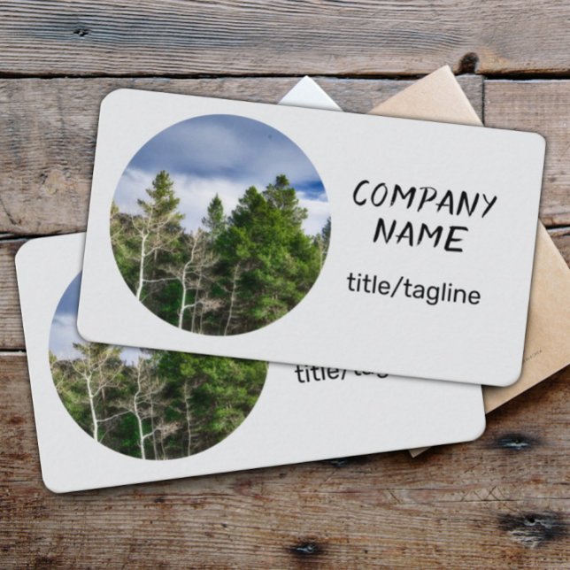  nature landscape evergreen trees on light  grey  business card (Creator Uploaded)