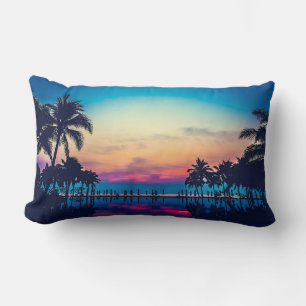 Nature Landscape Pool Palm Trees-25925 Lumbar Pillow