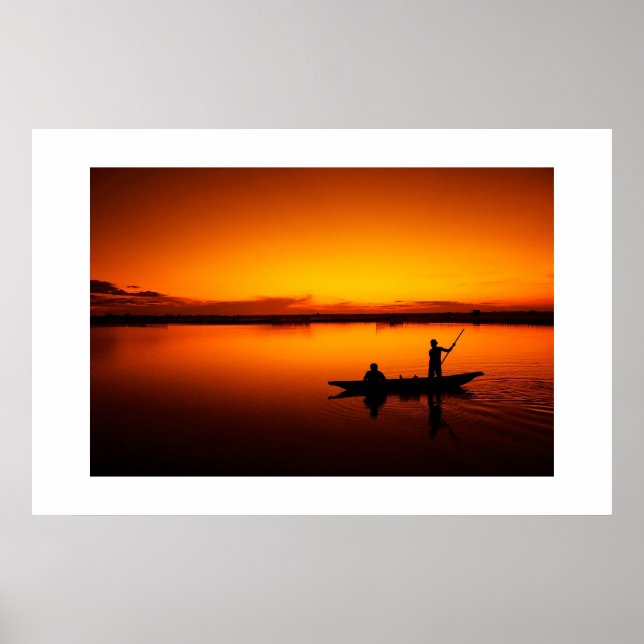 Nature Landscape Sunset with Boat Poster (Front)