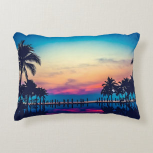 Nature Landscape with  Pool Palm Trees-25925 Accent Pillow