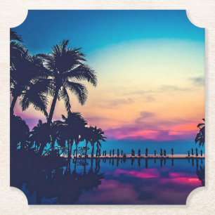 Nature Landscape with Pool Palm Trees-25925 Paper Coaster