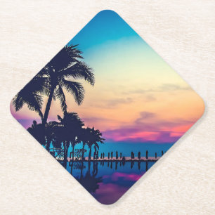 Nature Landscape with Pool Palm Trees-25925 Paper Coaster