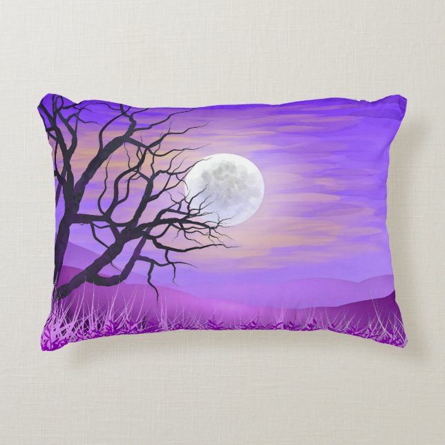 Nature Landscape with Purple Background Accent Pillow (Front)