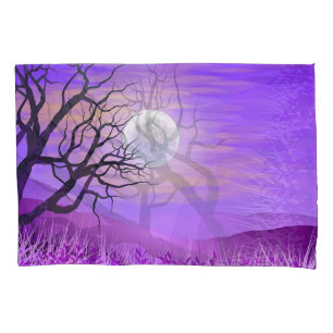 Nature Landscape with Purple Background Pillowcase