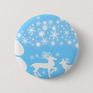 Nature  Landscapes  Seasons Winter Snowflake Deer 2 Inch Round Button
