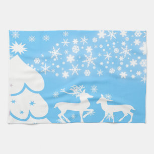 Nature  Landscapes  Seasons Winter Snowflake Deer Kitchen Towel