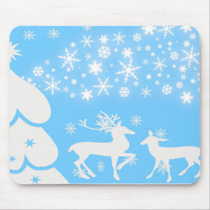 Nature Landscapes Seasons Winter Snowflake Deer Mouse Pad