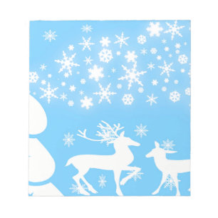 Nature Landscapes Seasons Winter Snowflake Deer Notepad
