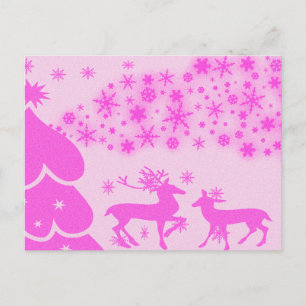 Nature Landscapes Seasons Winter Snowflake Deer Postcard