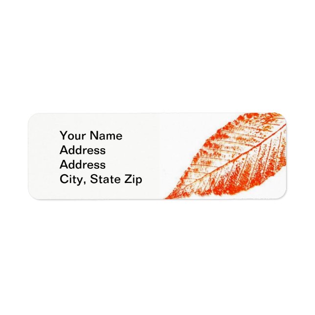 Nature Leaf Print,  big beech leaf in red orange. (Front)