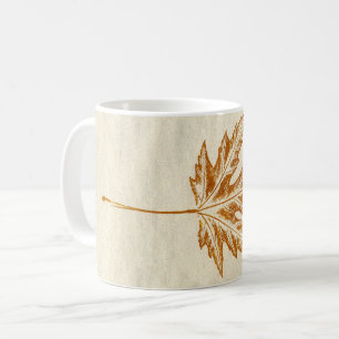 Nature Leaf Print golden fall maple on brown. Coffee Mug