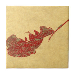 Nature leaf print of a worm eaten apple leaf tile