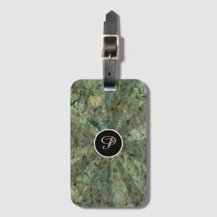 Nature Light Beams Green Rock Texture Monogram Luggage Tag