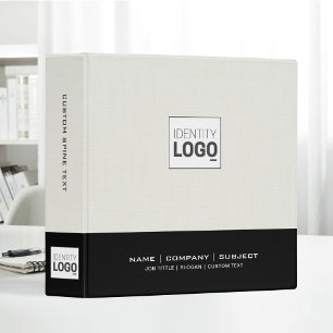 Nature Linen Fabric Black Custom Business Logo Binder