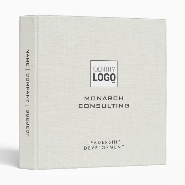 Nature Linen Fabric Texture Simple Custom Logo Binder (Front/Spine)