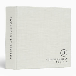 Nature Linen Professional Monogram Initial Recipes Binder