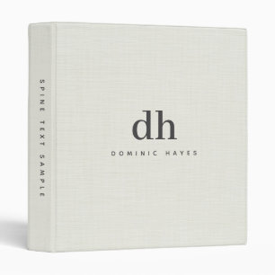 Nature Linen Texture Minimal Elegant Monogram Binder