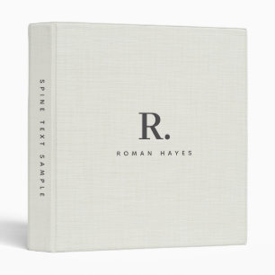 Nature Linen Texture Minimal Elegant Monogram Binder