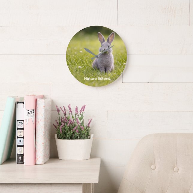 Nature Listens: Bunny Large Clock (Reading Room)