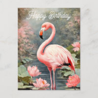 Nature Lotus Pond Pink Flamingo Vintage
