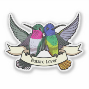 Nature Lover Colourful Hummingbirds Cartoon
