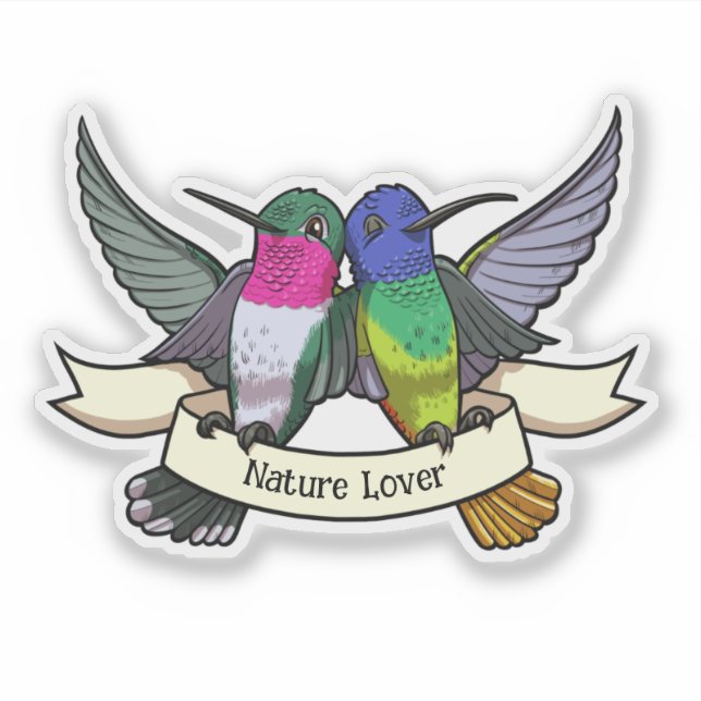 Nature Lover Colourful Hummingbirds Cartoon (Front)
