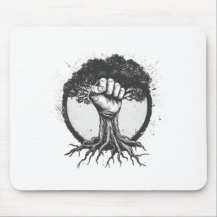 Nature Lover Environmentalist Fist Tree Roots Eart Mouse Pad
