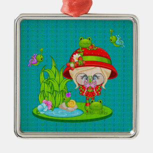 Nature Lover Frog Faery Metal Ornament