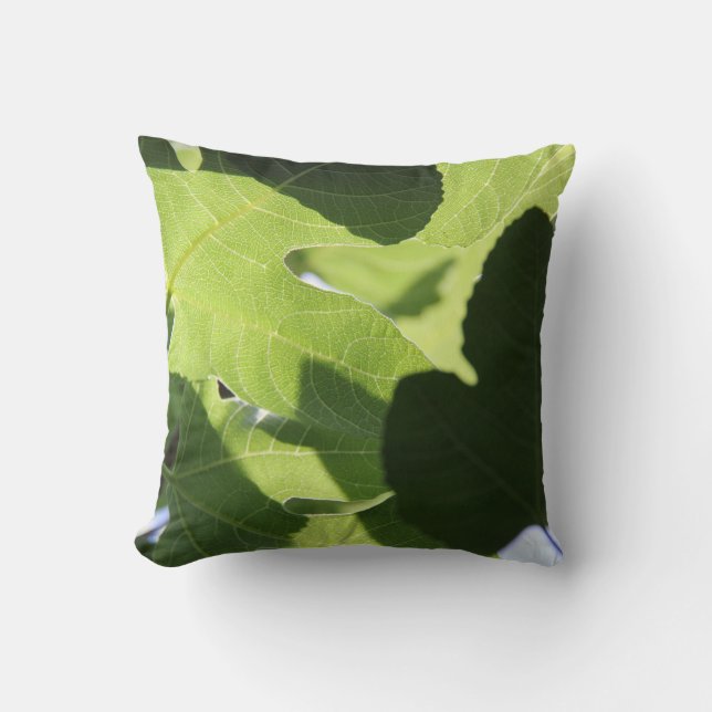Nature Lover, Green Leaves Throw Pillow (Front)