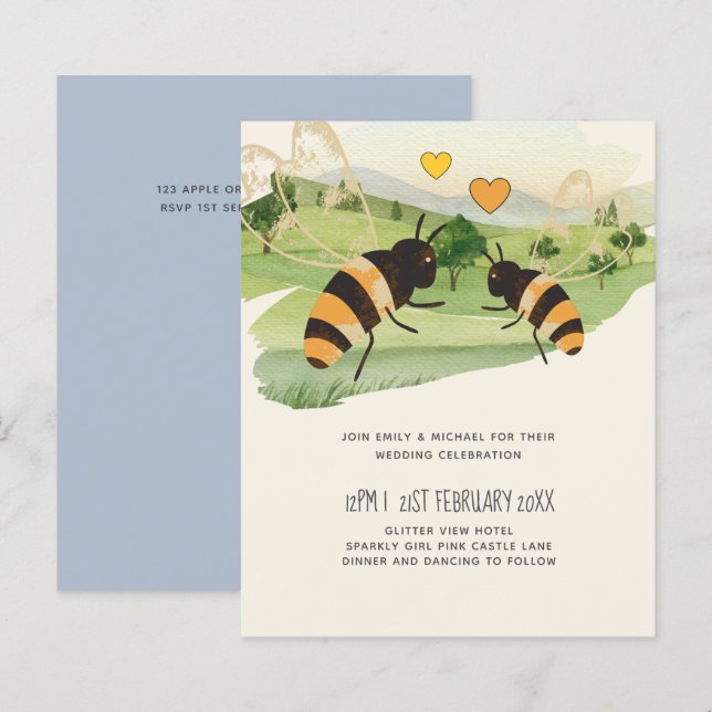 Nature Lovers Countryside Bees Wedding (Front/Back)