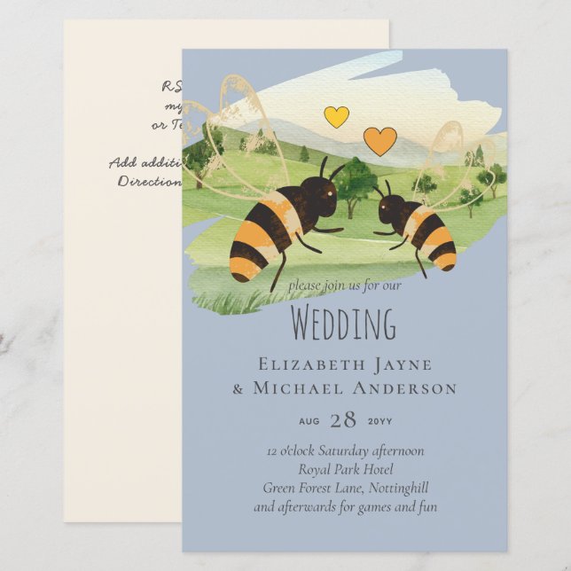 Nature Lovers Countryside Bees Wedding (Front/Back)