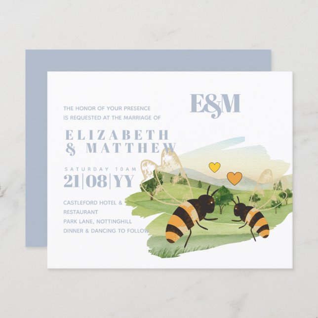 Nature Lovers Countryside Bees Wedding (Front/Back)