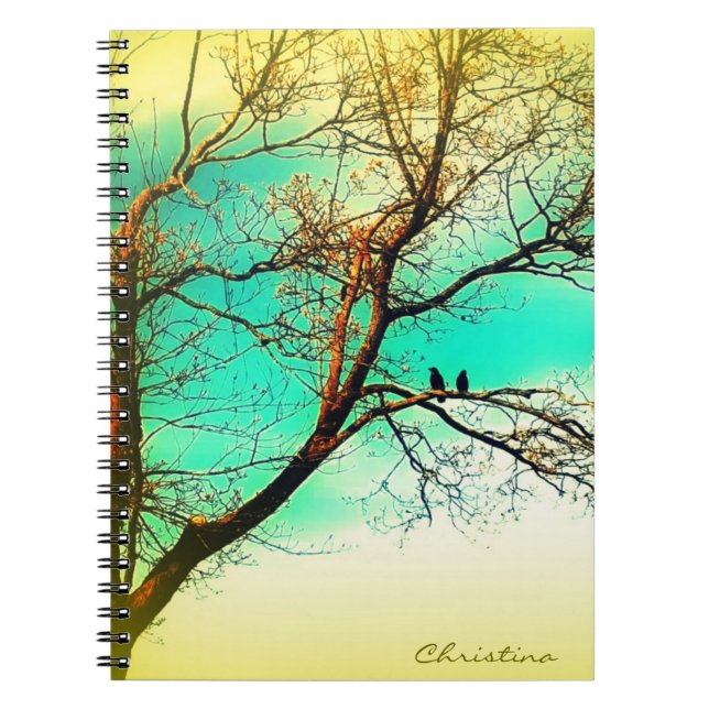 Nature Lovers: Two Crows in a Tree Writing Notebook (Front)