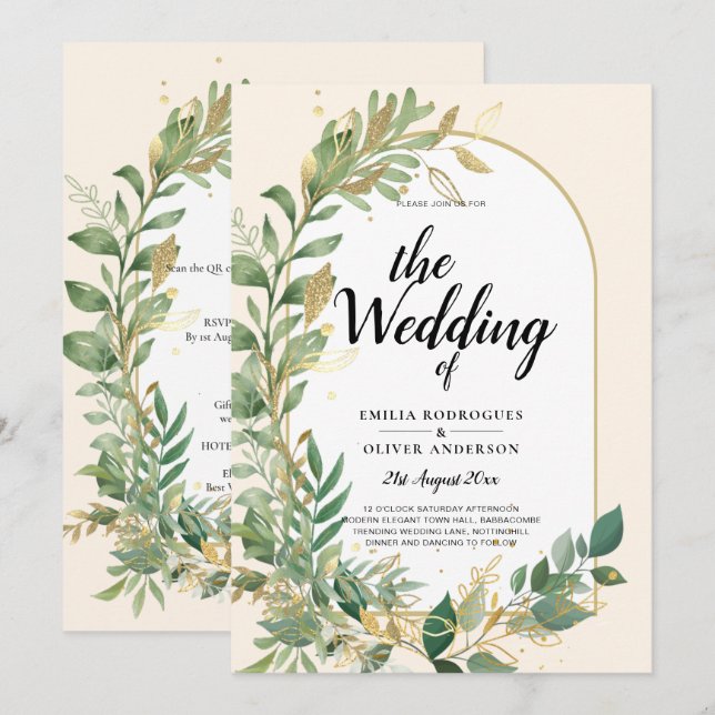 Nature Lovers Wedding Foral Greenery Rustic Boho  Invitation (Front/Back)