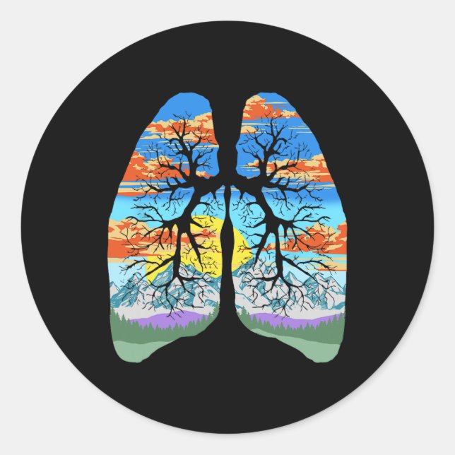 Nature Lungs Outdoor And Earth Day Trees And Mount Classic Round Sticker (Front)