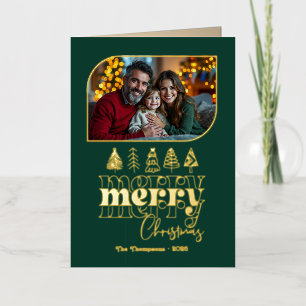 Nature Luxe Hand Drawn Merry Christmas Photo Foil Holiday Card