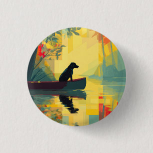 Nature Minimalist Black Labrador Canoe 1 Inch Round Button