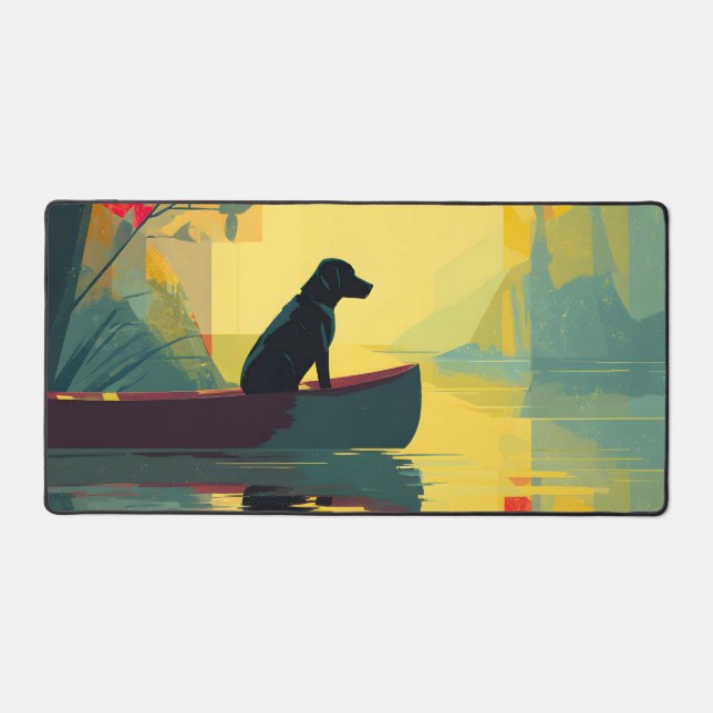 Nature Minimalist Black Labrador Canoe Desk Mat (Front)