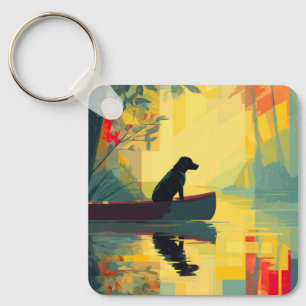 Nature Minimalist Black Labrador Canoe Keychain