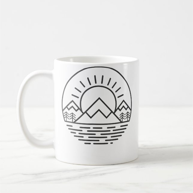 Nature Minimalist Mountains Camping Hiking Coffee Mug (Left)