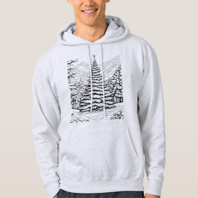 Nature, montagnes, bois sweat - shirt à capuche (Devant)