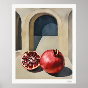 Nature morte de grenade avec affiche d'arche