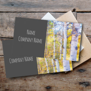 nature mountain aspen trees autumn yellow on grey  business card