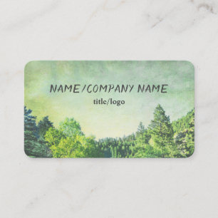 nature mountain pine trees distressed green custom business card