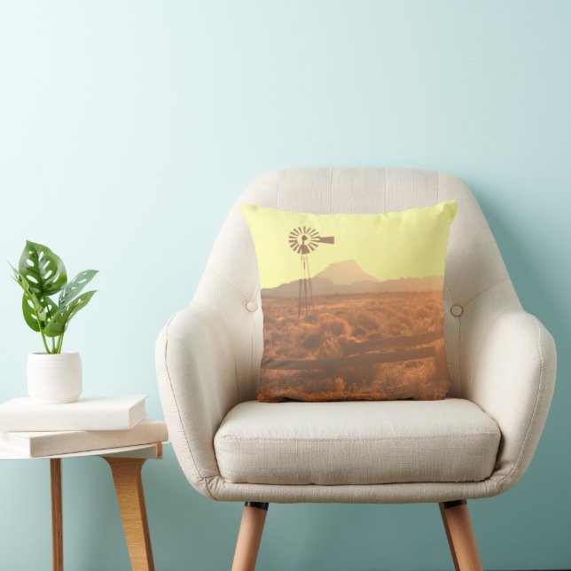 Nature Mountain South Africa ZA Wind Pump Throw Pillow (Chair)