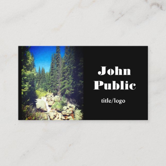 nature mountain stream landscape custom business card (Front)