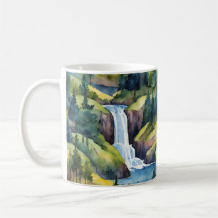 Nature Mountains Waterfall Trees Coffee Mug