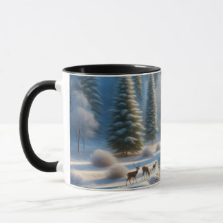 Nature Mug, Deer, Winter Scene, wildlife coffee mu Mug