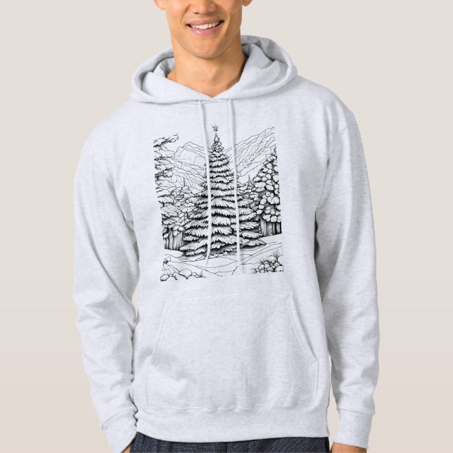 Nature noël bois d'arbre, sweat - shirt à capuche (Devant)