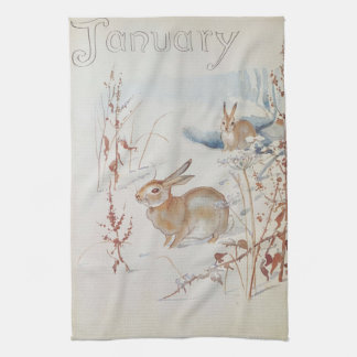 Nature Notes, January by Edith Holden Tea Towel